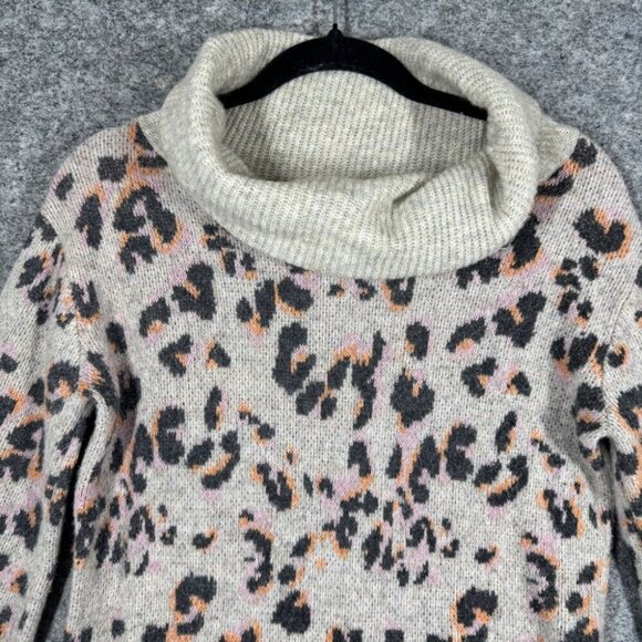 Anthropologie Women's Emmy Cowl Neck Leopard Print Oversized Sweater Size XS - Picture 4 of 16